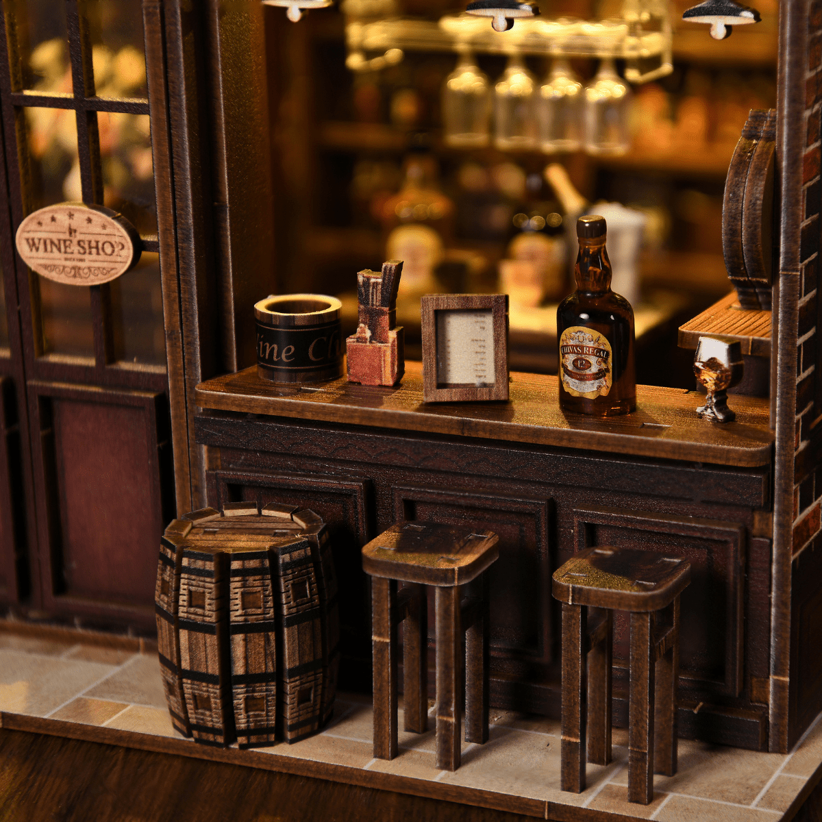 Corner Tavern DIY book nook kit historic pub with warm LEDs