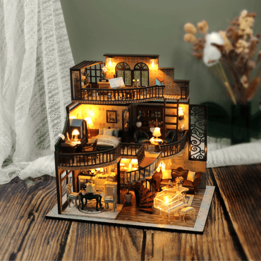 Dreamy Loft DIY miniature house kit two-story attic with warm lights