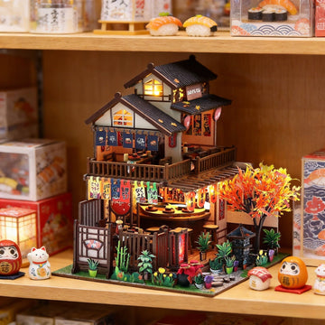 Sushi House DIY miniature house kit shelf display with Japanese decor