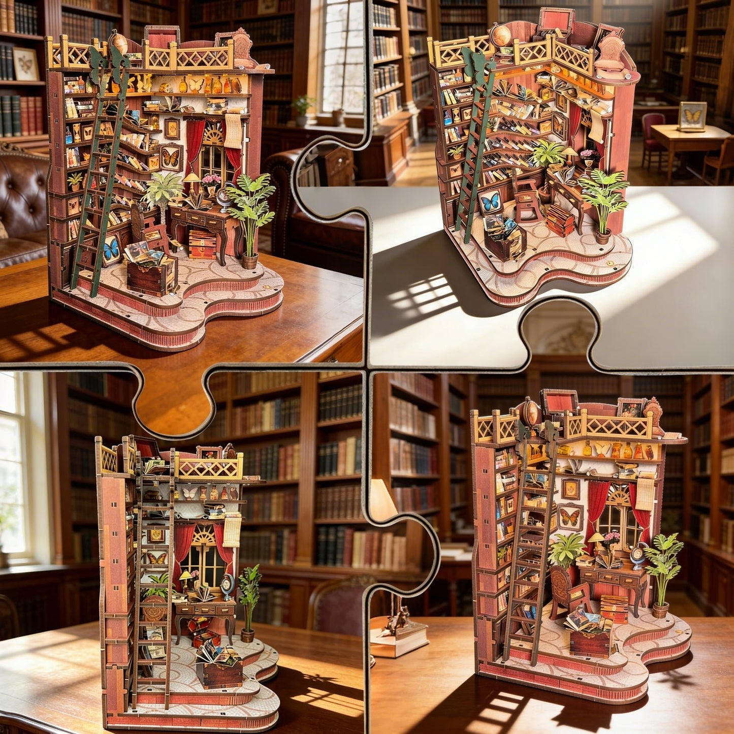Winding Alley Library DIY miniature house kit finished library decor display