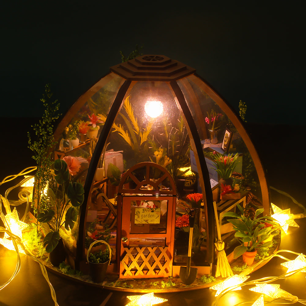 Starry Garden miniature kit lit at night