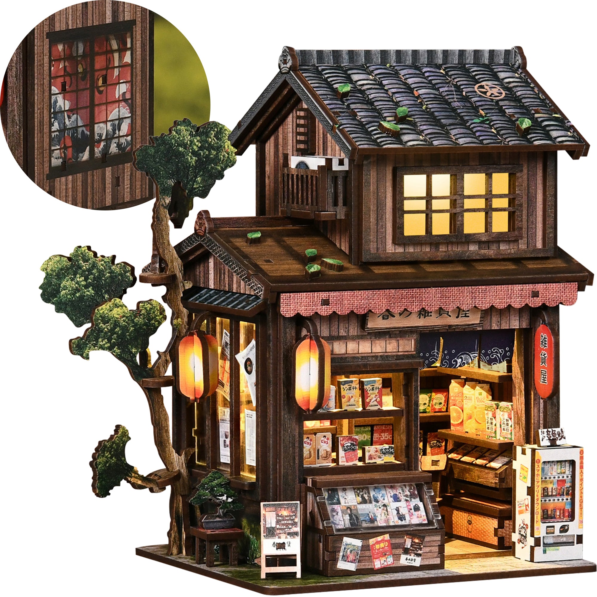 Kasuga Grocery Store DIY Miniature House Kit & DIY Book Nook Kit