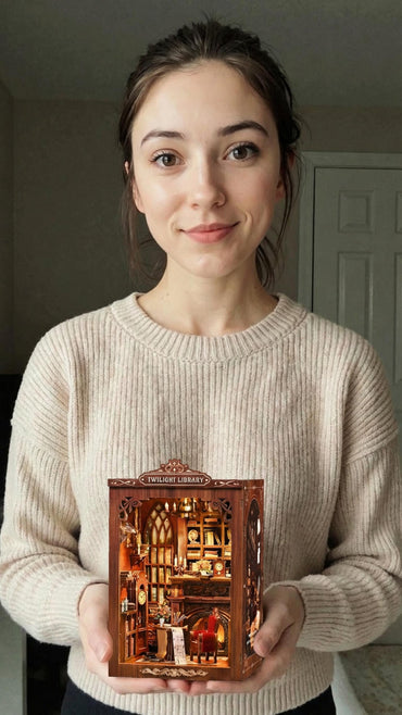 Woman holding a DIY miniature garden kit