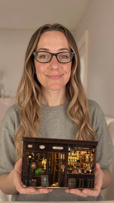 Woman holding a DIY miniature garden kit