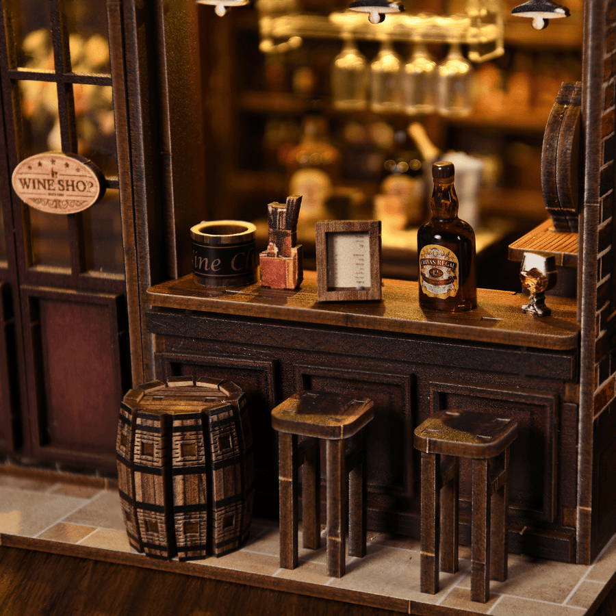 Corner Tavern DIY book nook kit historic pub with warm LEDs