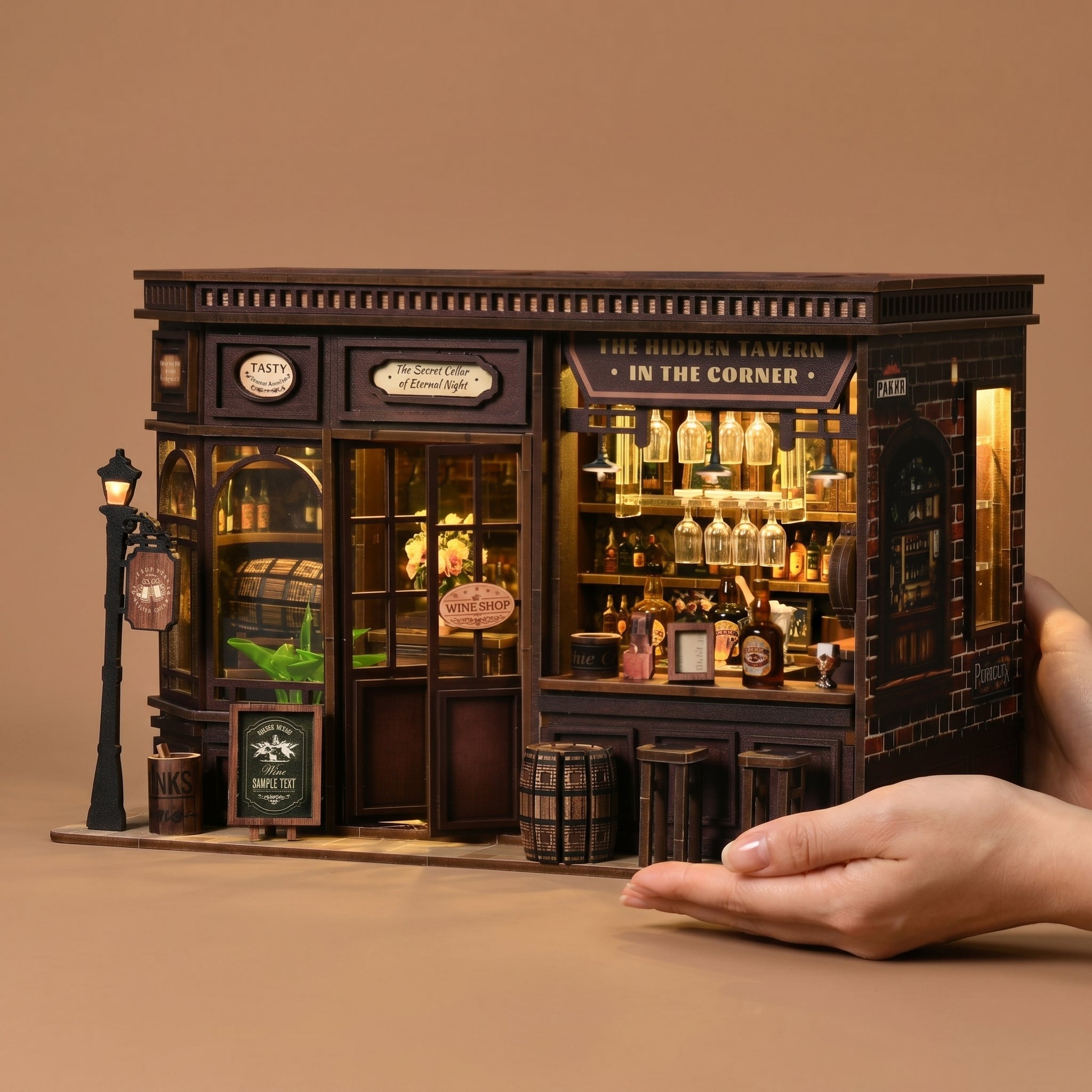 Corner Tavern DIY book nook kit front view