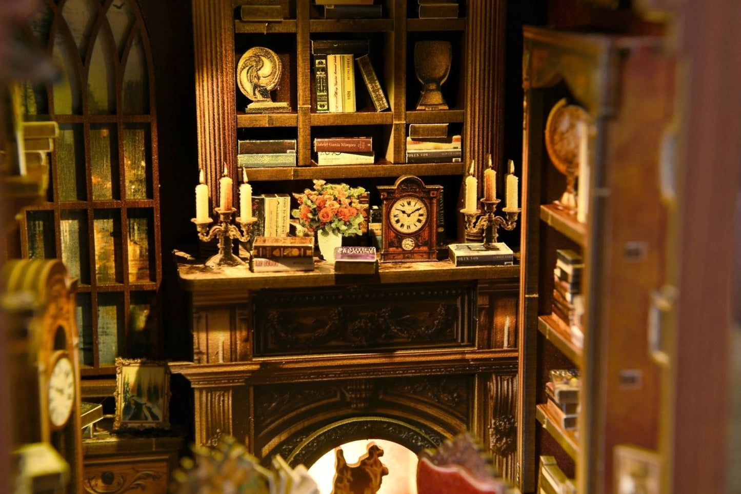 Twilight Library DIY book nook kit finished bookshelf decor