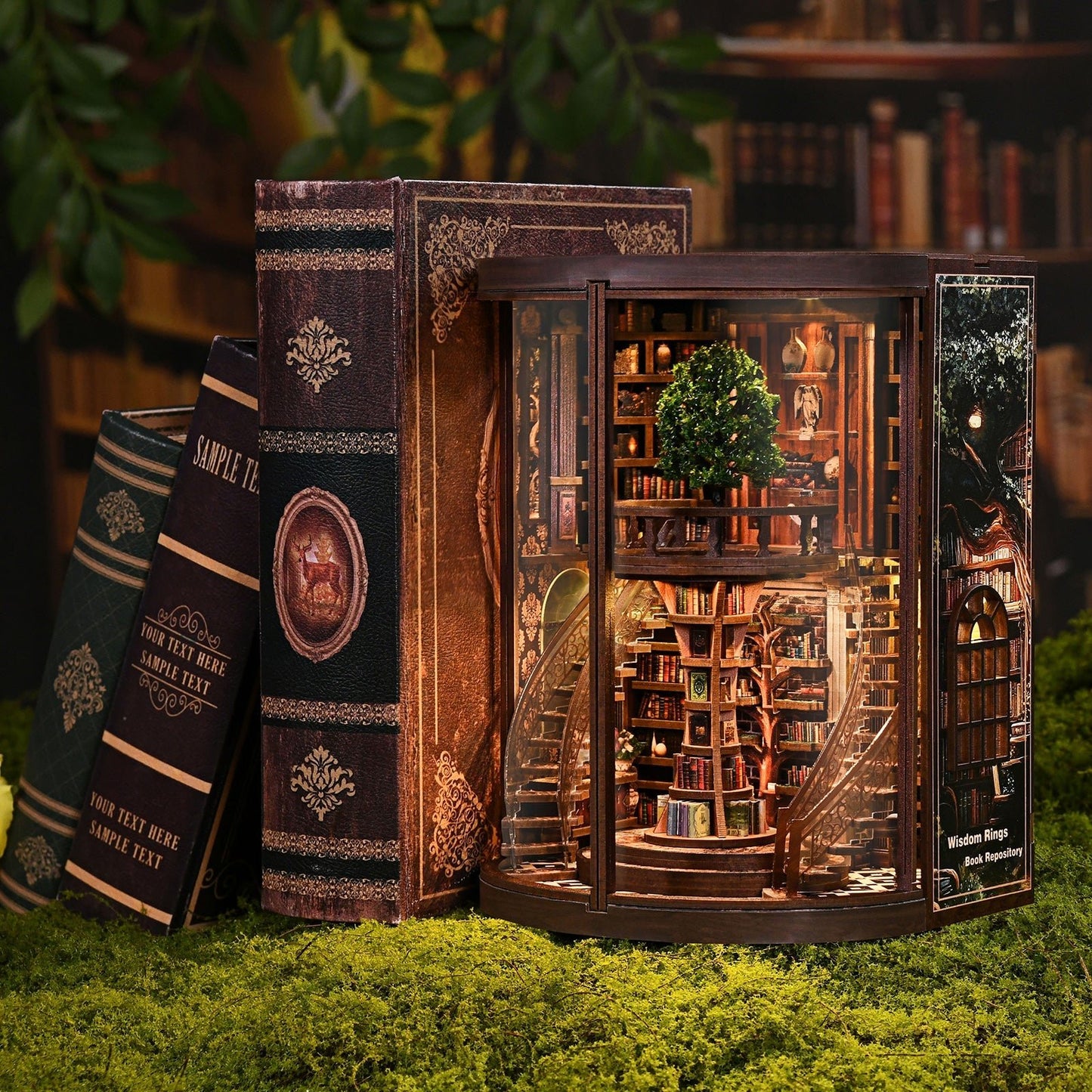 Wisdom Library DIY book nook kit curved stairs and bookshelves