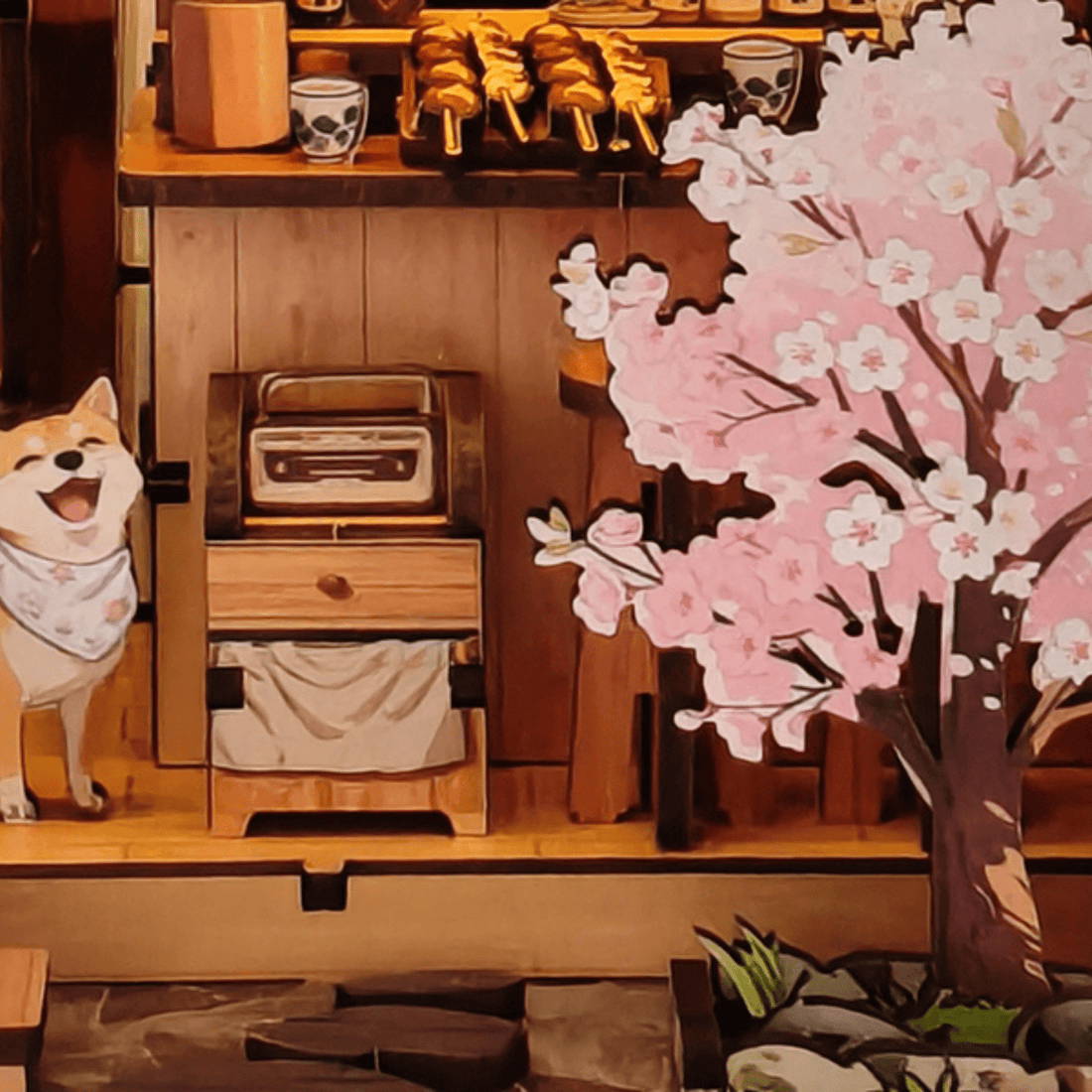 Yakitori Grill House DIY book nook kit wooden architecture detail