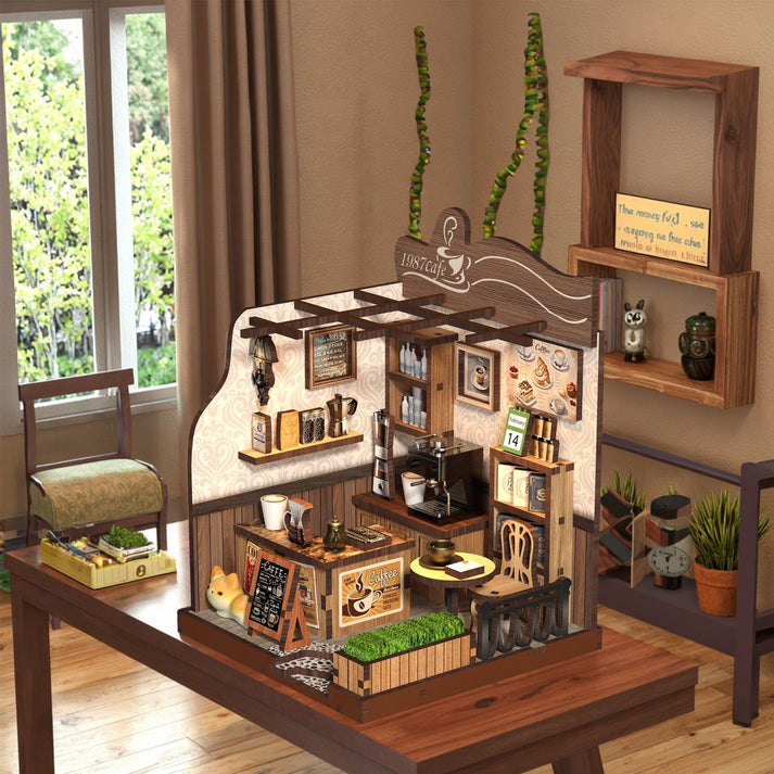 Country Cafe DIY miniature house kit finished cafe shelf decor