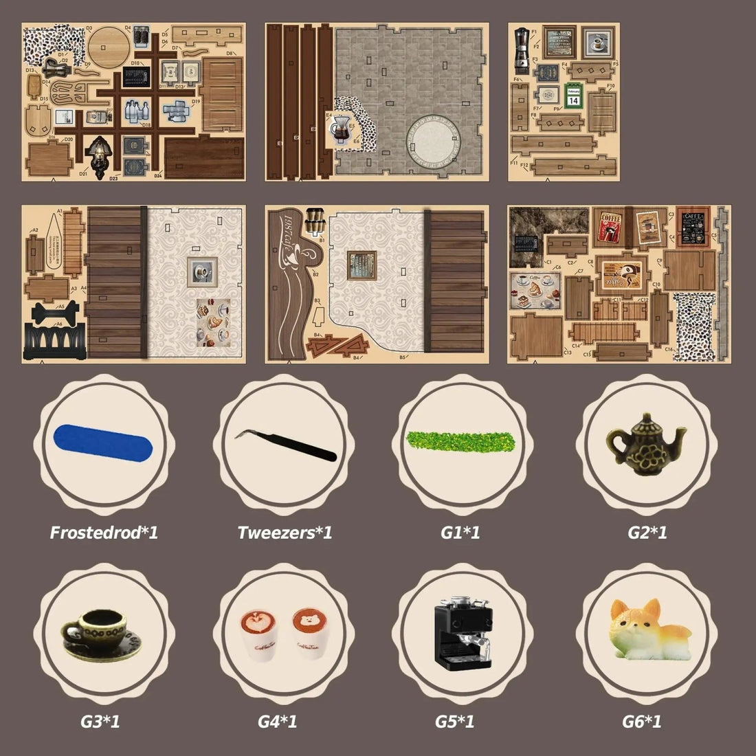 Country Cafe DIY miniature house kit cafe seating and warm lights