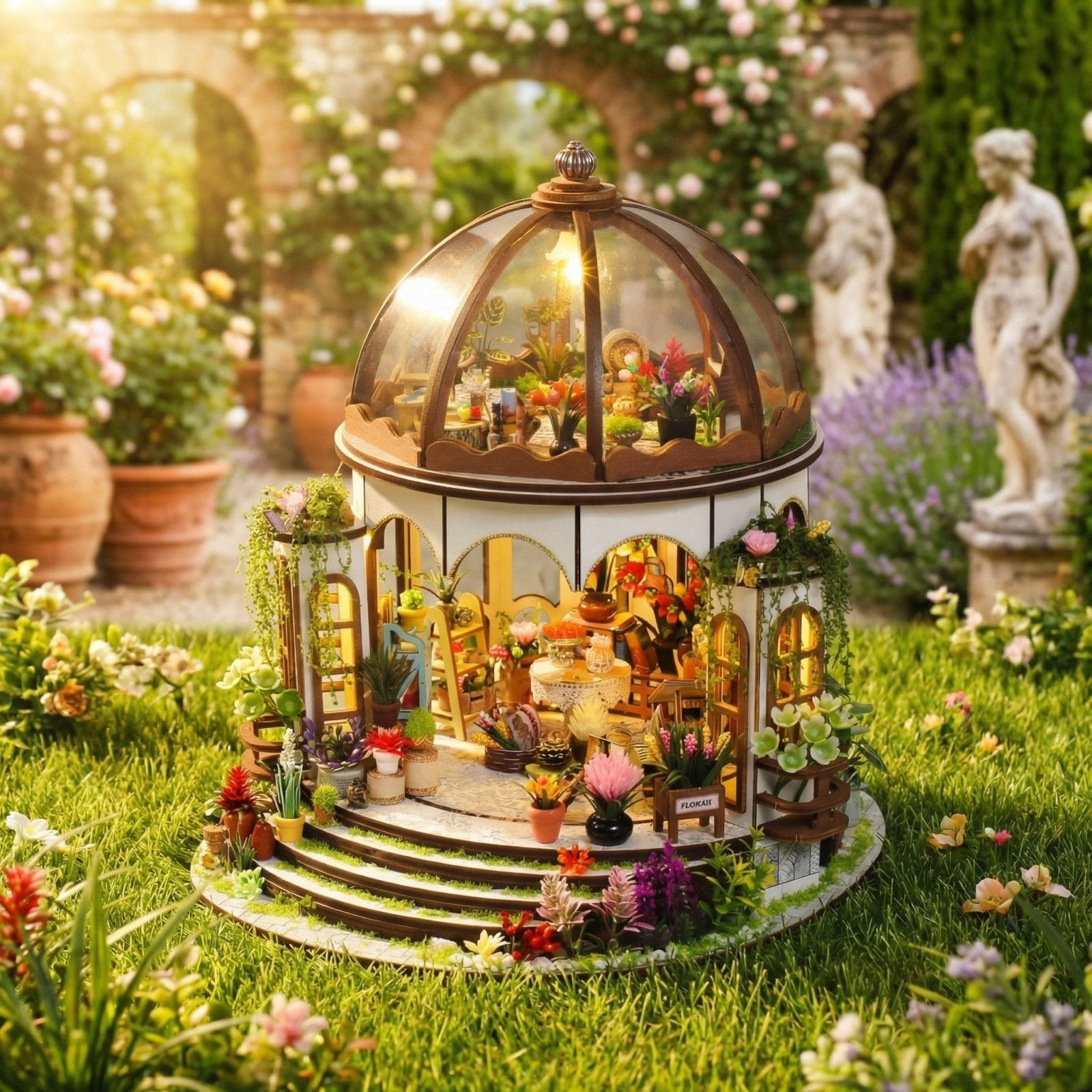 Hanging Garden DIY miniature house kit double-story gazebo display