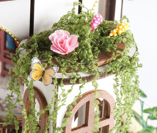 Hanging Garden DIY miniature house kit upper balcony greenery close-up