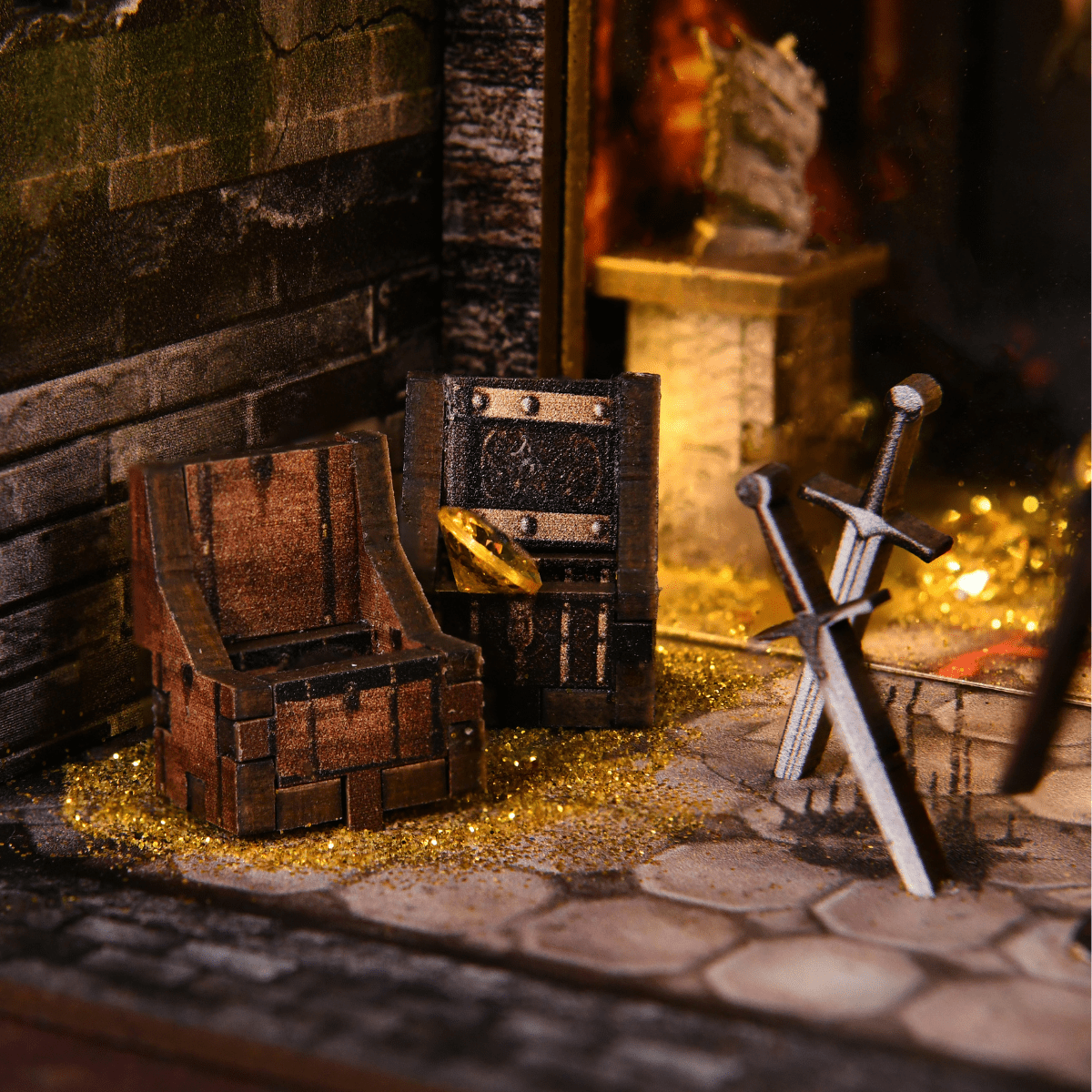 Dragon Castle DIY book nook kit dragon guardian close-up