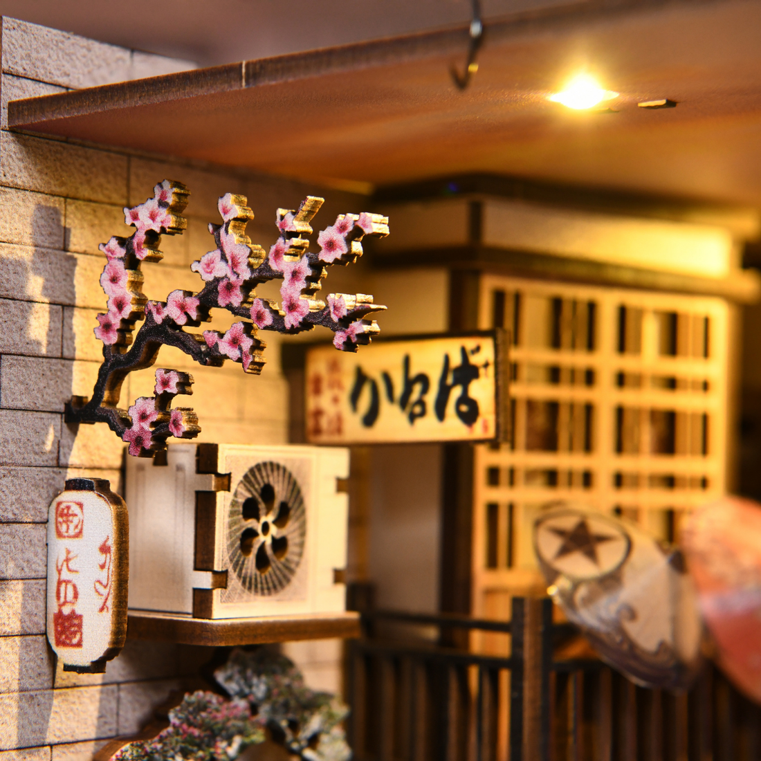 Sakura Alley DIY book nook kit cherry blossom street close-up