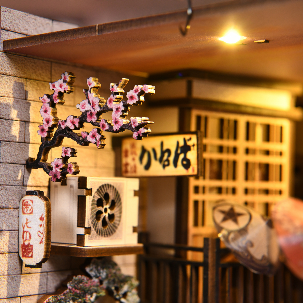 Sakura Alley DIY book nook kit cherry blossom street close-up