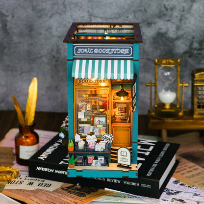 Soul Bookstore DIY book nook kit ladder and bookshelf close-up