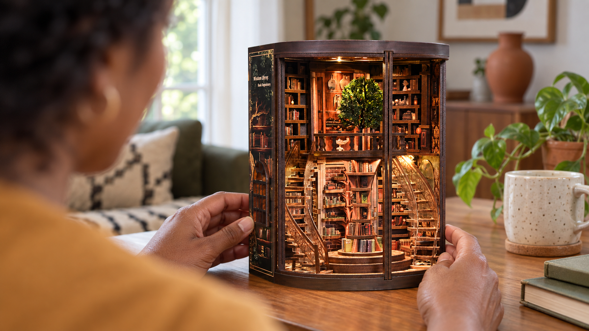 Wisdom Library miniature kit being enjoyed by one adult at home