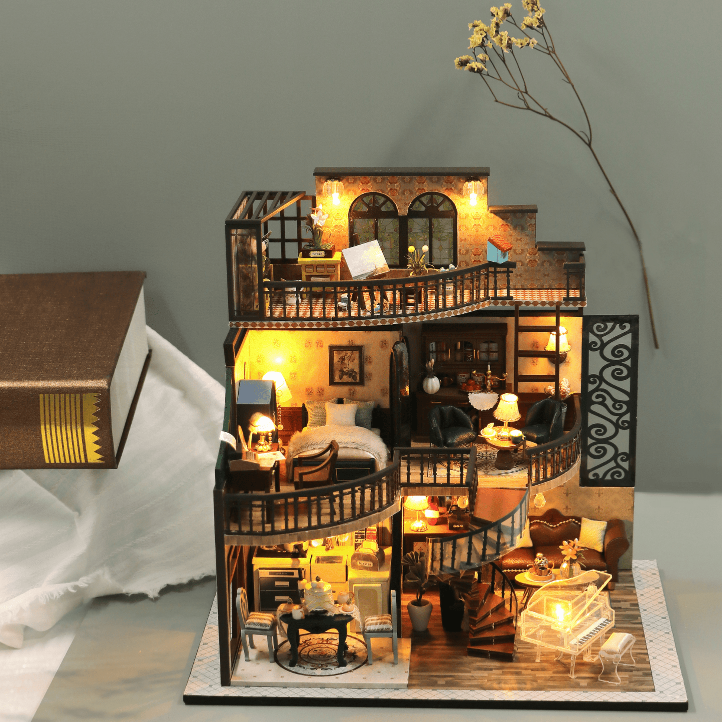Dreamy Loft DIY miniature house kit cozy loft bedroom detail