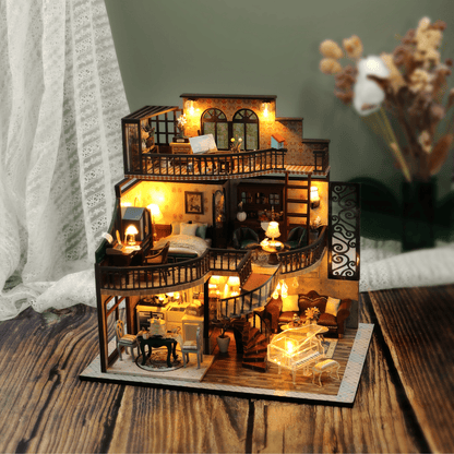 Dreamy Loft DIY miniature house kit two-story attic with warm lights