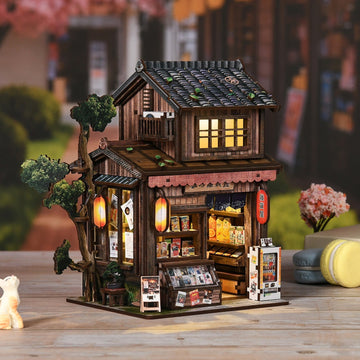 Kasuga Grocery Store DIY miniature house kit Japanese shop with vending machine