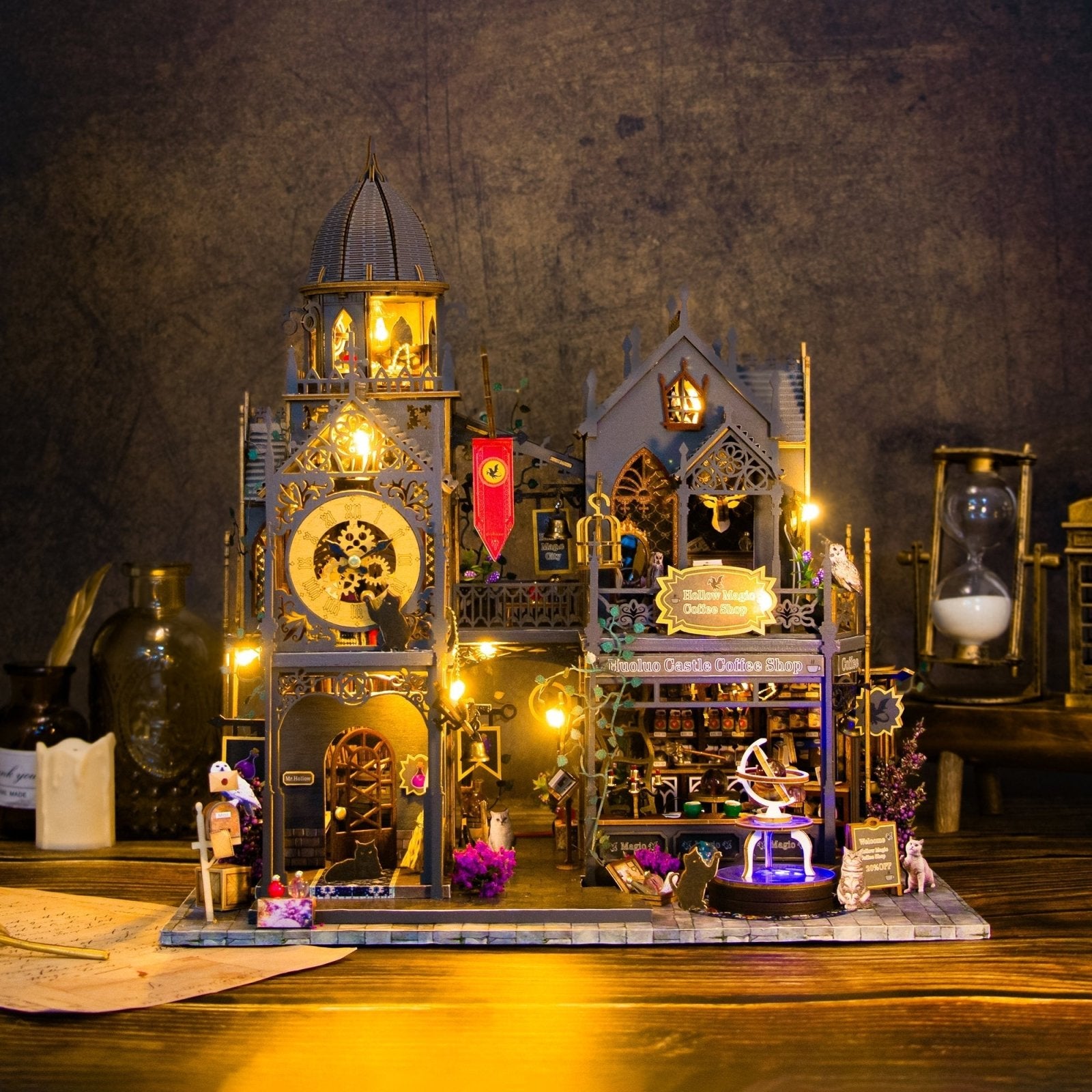 Magic Castle DIY miniature house kit illuminated wizard castle
