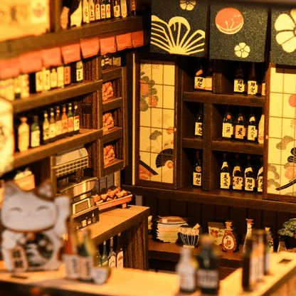Mellow Pub DIY miniature house kit tiny seating and bottle detail