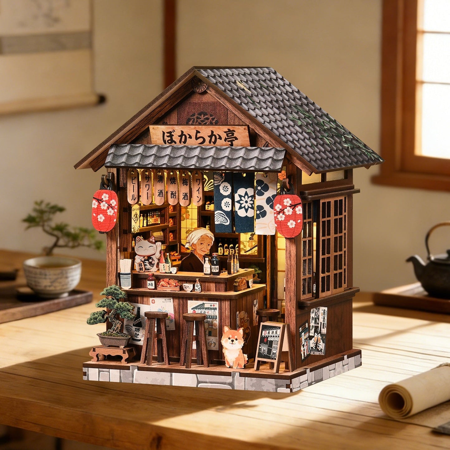 Mellow Pub DIY miniature house kit lit rustic bar display
