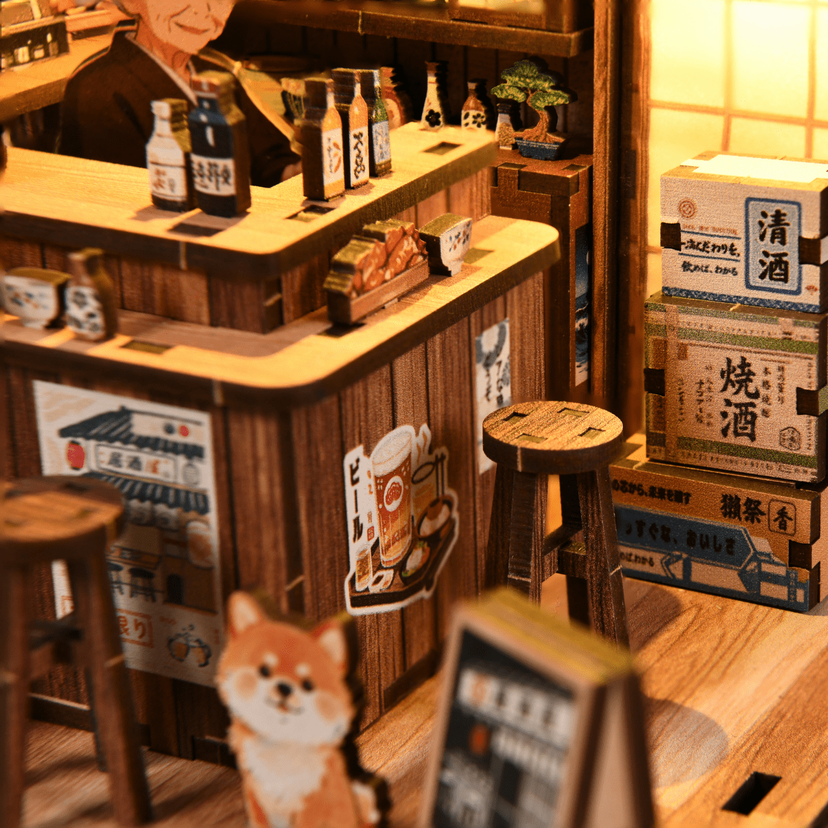 Mellow Pub DIY miniature house kit pub lantern entrance detail