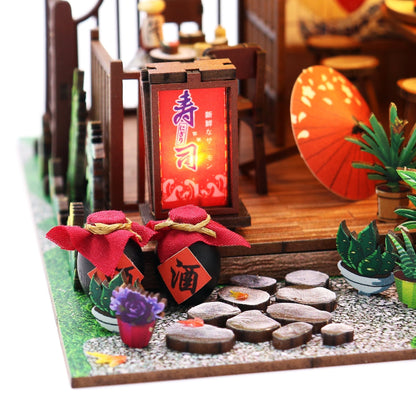 Sushi House DIY miniature house kit entrance lantern and stone path
