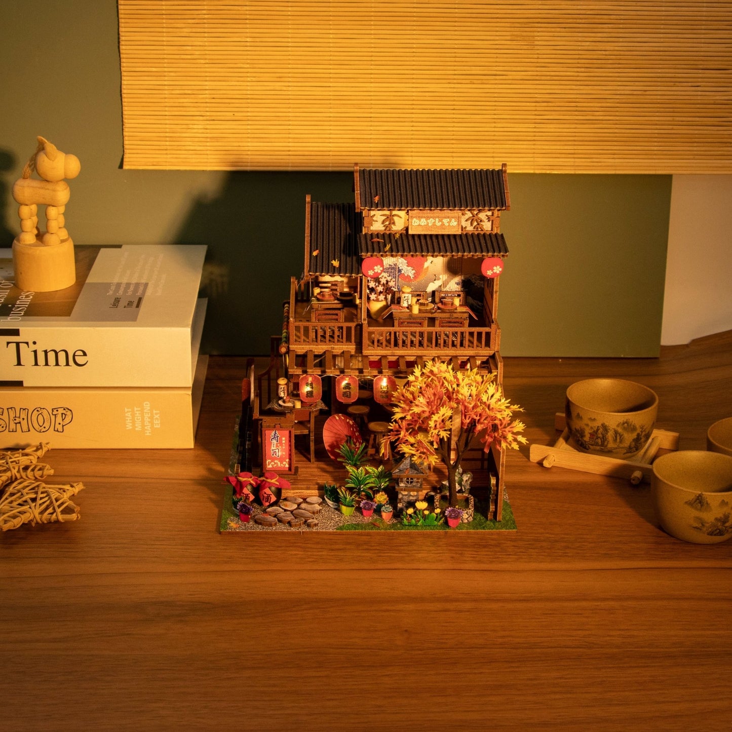 Sushi House DIY miniature house kit lit sushi restaurant desk scene