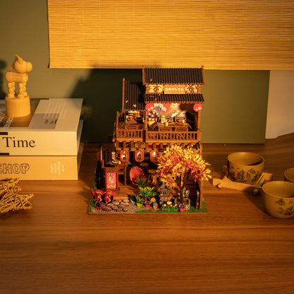 Sushi House DIY miniature house kit lit sushi restaurant desk scene