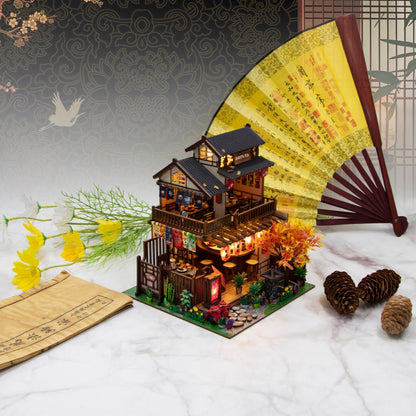 Sushi House DIY miniature house kit styled with fan accessories
