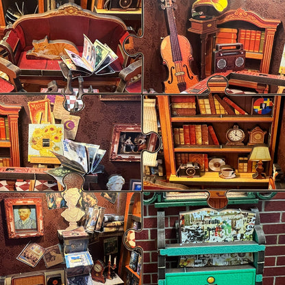 Timeless Bookstore DIY miniature house kit finished bookstore decor view