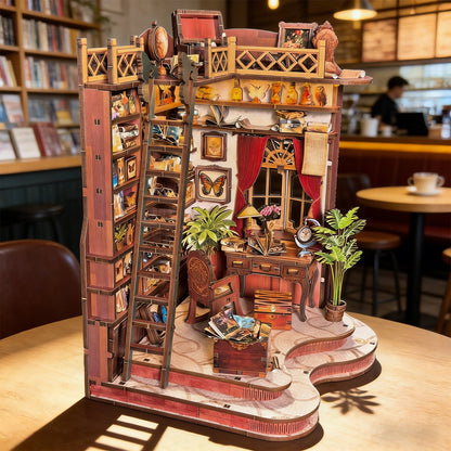 Winding Alley Library DIY miniature house kit lit European street library