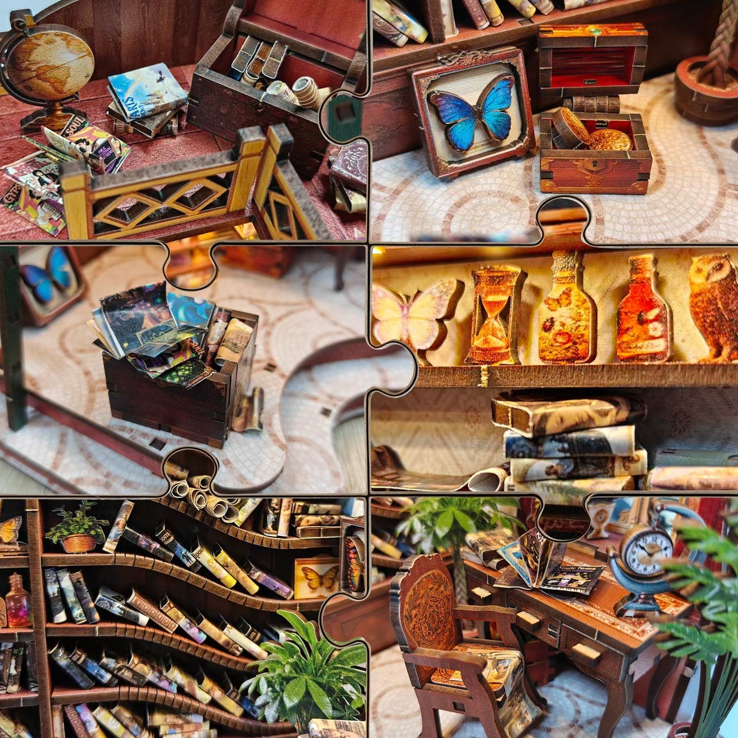 Winding Alley Library DIY miniature house kit bookshelf street detail