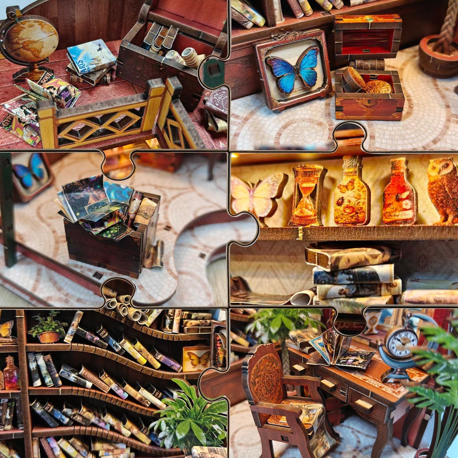 Winding Alley Library DIY miniature house kit bookshelf street detail