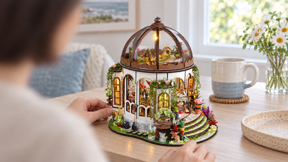 Hanging Garden miniature kit being enjoyed by one adult at home