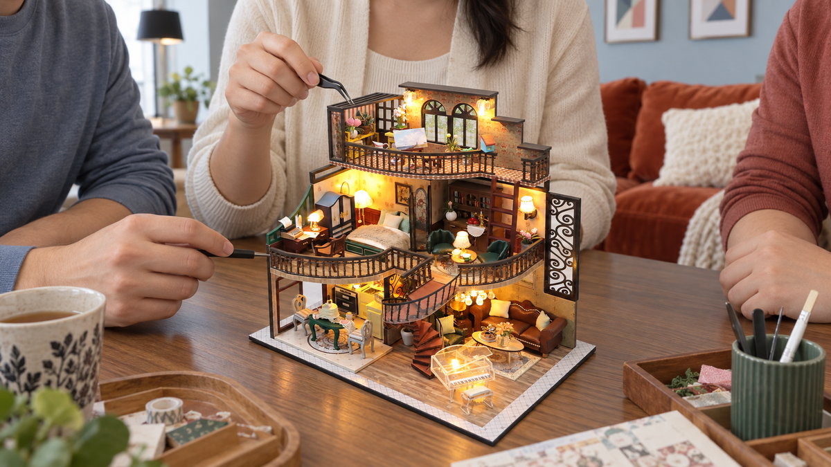 Dreamy Loft miniature kit during a shared craft session at home