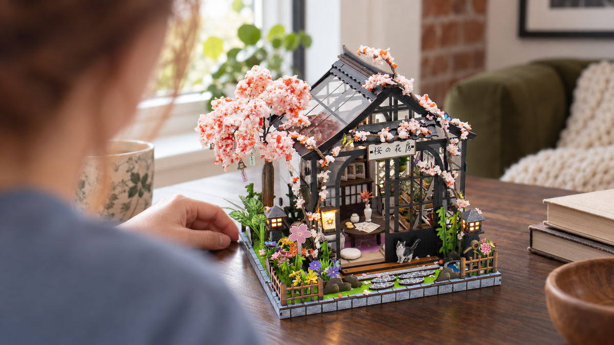 Sakura Greenhouse miniature kit being enjoyed by one adult at home